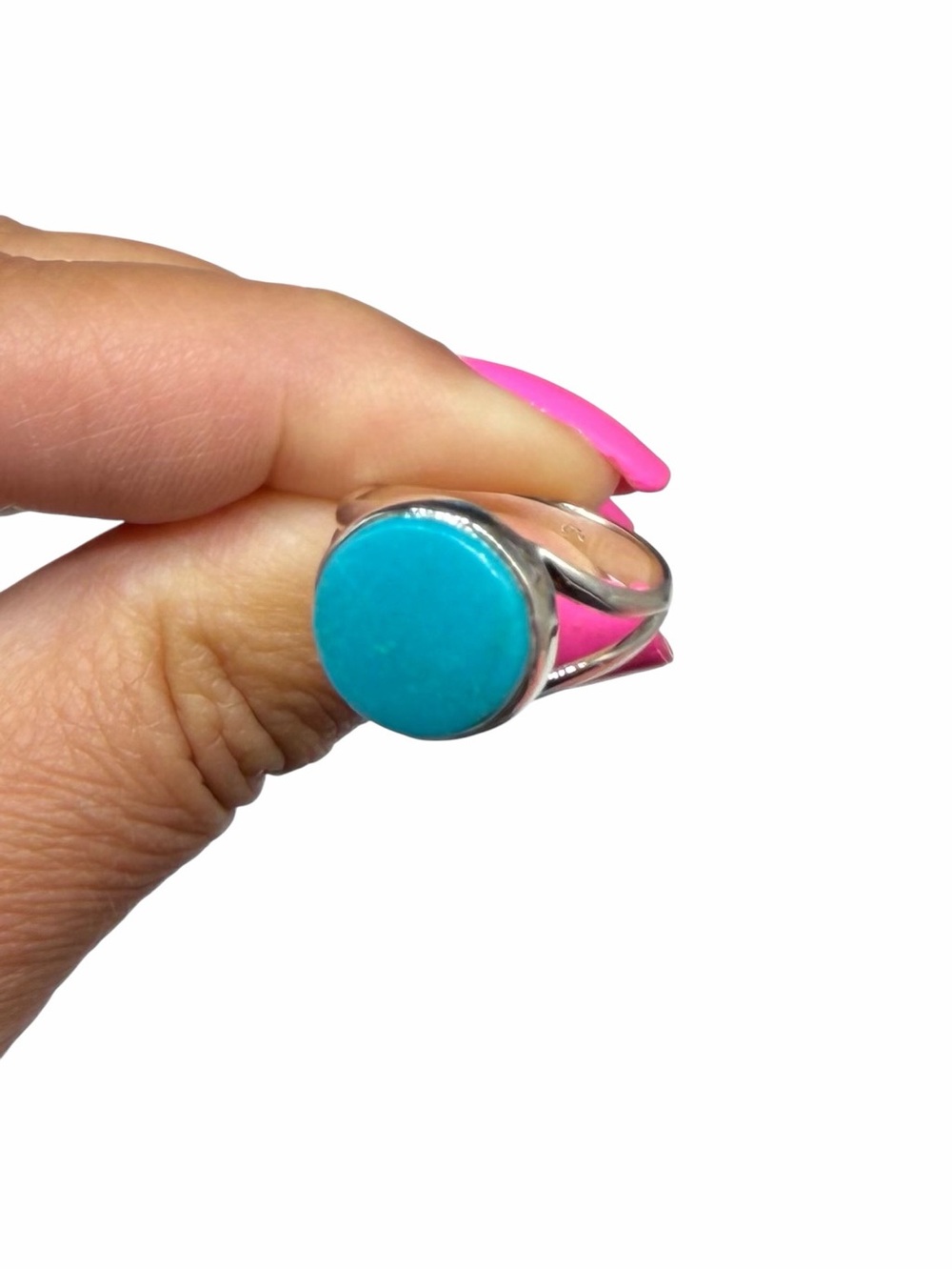 Aztec Mountain Turquoise Ring Size 8.5 Solid 925 Sterling Silver - Picture 5 of 7